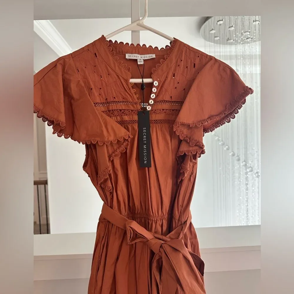 Secret mission bartolina dusty orange dress